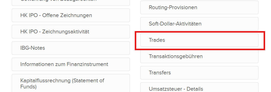 Abschnitt Trades auswählen